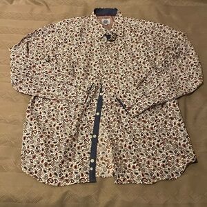 Kilburne Finch Floral Long Sleeve Button Top Size XXL